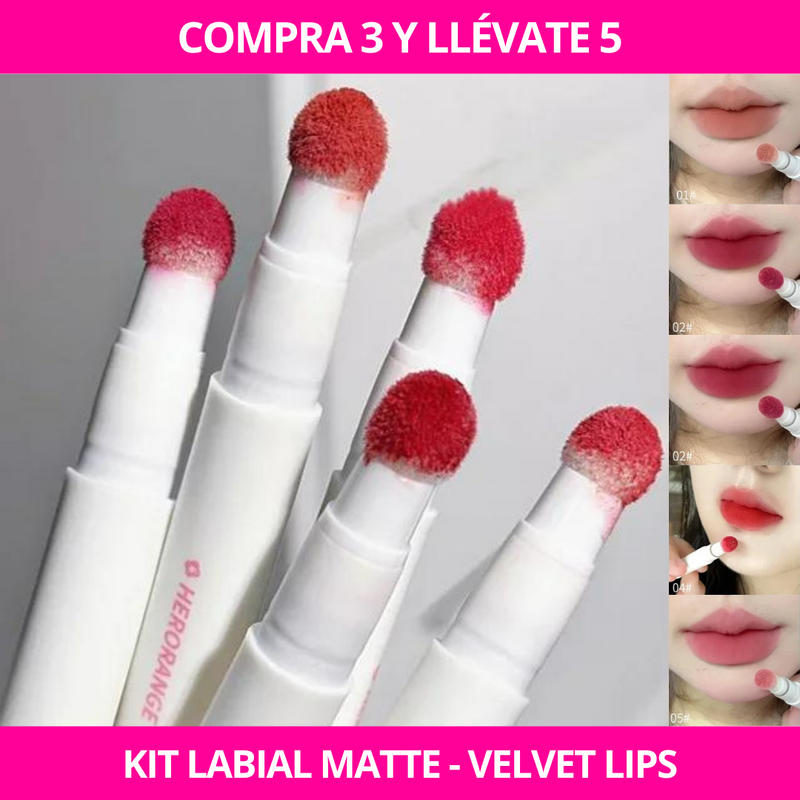 Kit Labial Matte - Velvet Lips (5 PIEZAS)