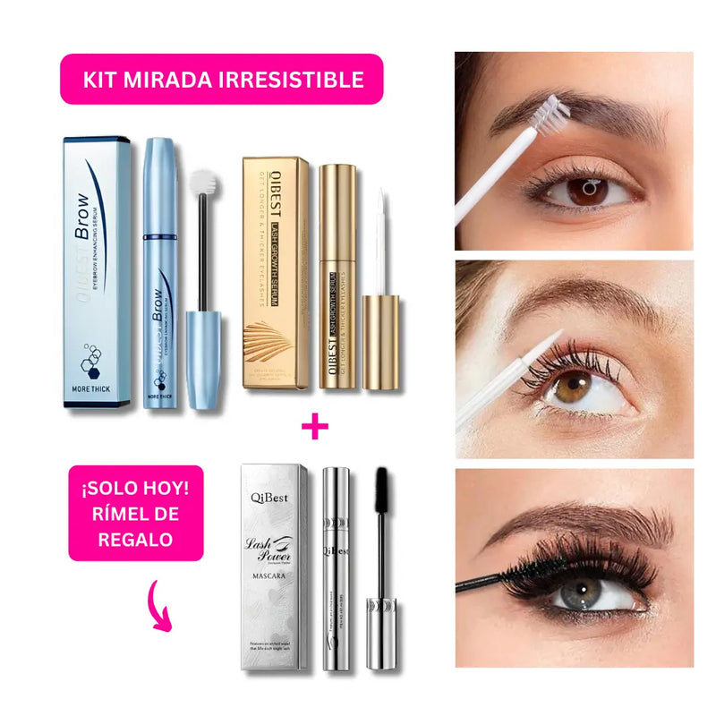 KIT MIRADA IRRESISTIBLE: Doble Suero (Cejas y Pestañas) + Rímel de Regalo